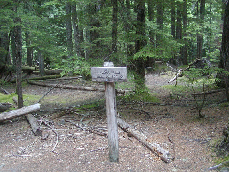 Ramona Falls Trail marker